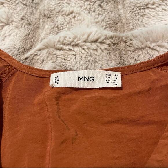 Mango Teracotta Orange V Neck Poplin Smock Dress - Picture 5 of 5